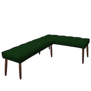 Banco de Canto Estofado Sira Suede Verde Pés Palito Castanho C05 - D`Rossi