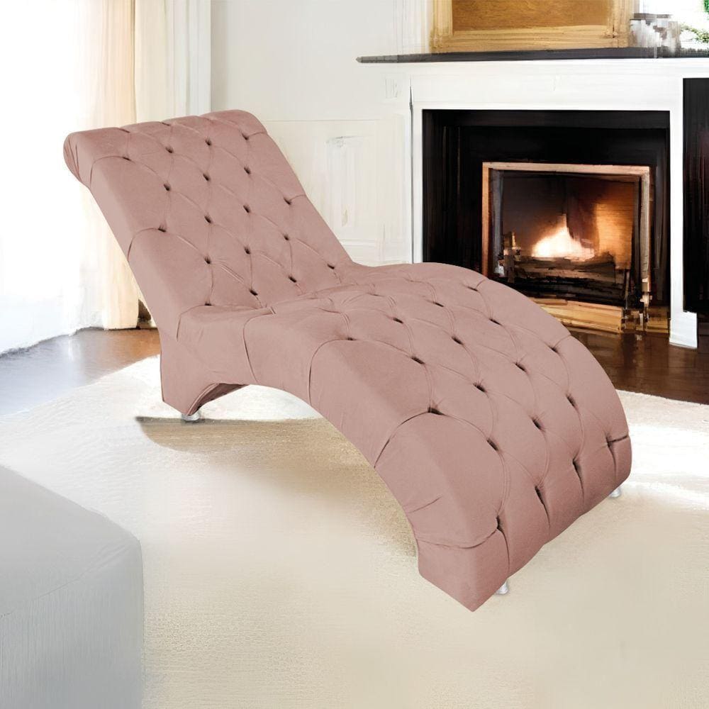 Espreguiçadeira Relaxante Para Descanso P02 Suede - Doce Sonho Móveis Rosê