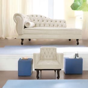Kit Diva Recamier Diana 185cm Lado Direito e 01 Poltrona Classic Suede Bege