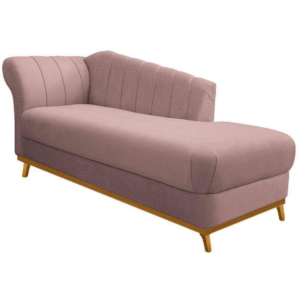 Diva Recamier Vanessa 185Cm Lado Direito Linho Cor Rosê