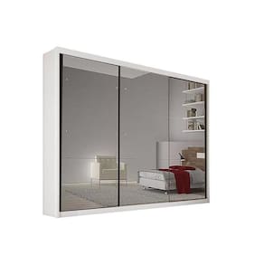 Guarda Roupas 3 Portas De Correr E 8 Gavetas C-Espelho Alfeu Plus Branco - Novo Horizonte