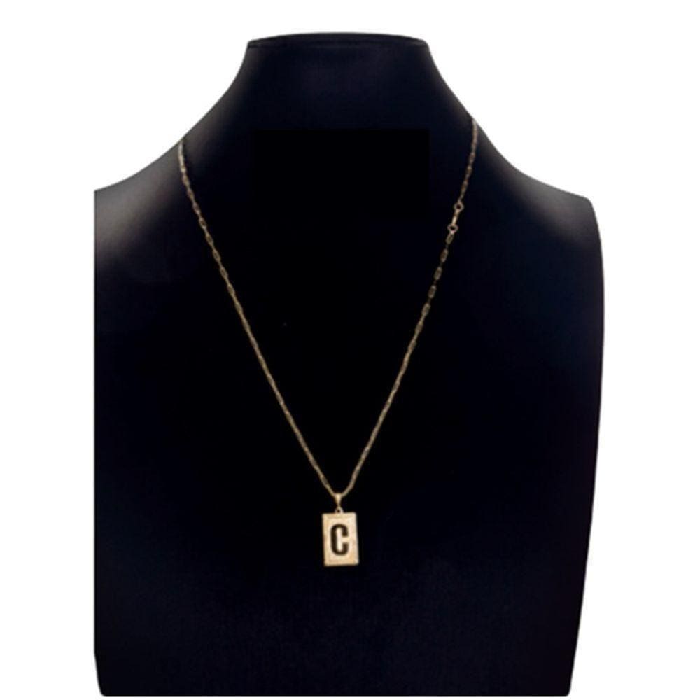 Colar Carti 2mm Com Pingente Com Letra C