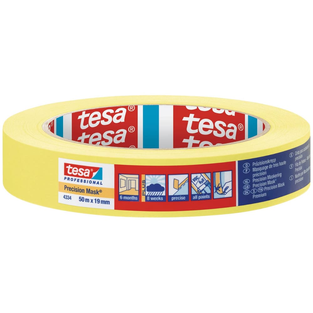 Fita Crepe 19mm X 50m Amarela P/ Pintura Tesa Profissional