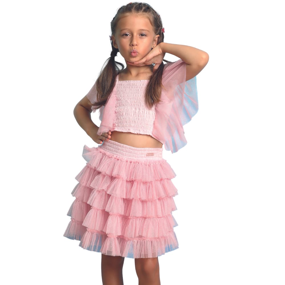 Conjunto Infantil Meninas Lessa Kids Babados Glitter 8689