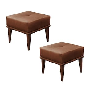 Conjunto - 2 Puffs Banqueta Noé Luxo Castellar Móbile Corino Caramelo