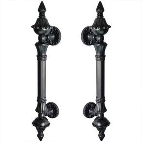 Puxador Duplo 335mm Preto Fosco Porta Pivotante