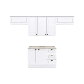 Cozinha Modulada Completa Americana 5pçs (3 Armários + 1 Balcão + 1 Complemento) C5P11 Branco - Henn