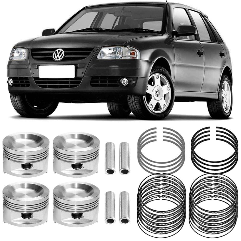 Kit Pistão Anel Std Volkswagen Gol G4 1.0 2005 a 2013 Flex Metal Leve