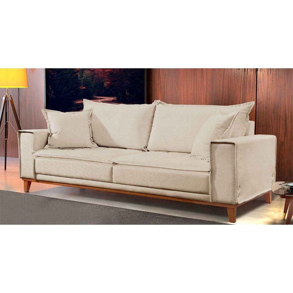 Sofá Fixo Aquiles 2 Lugares Luxo 160cm Castellar Móbile Bege Claro