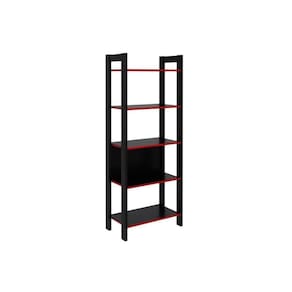 Multiuso Quarto Juvenil Me4166 C- 5 Prateleiras Preto-vermelho - Tecno Mobili
