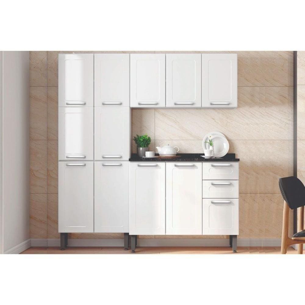 Cozinha Modulada Bertolini Múltipla 3 Peças (Paneleiro+Armário+Gabinete Pia) Cz33 Branco