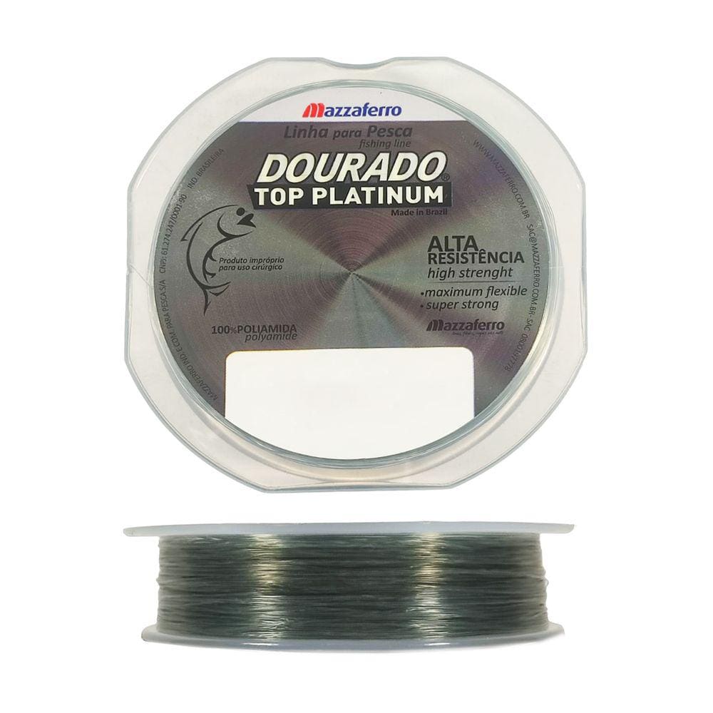 Linha Pesca Monofilamento Mazzaferro Dourado Top Platinum 300m 0.30mm Prateada