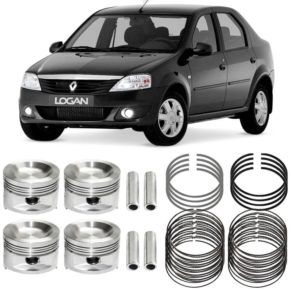 Kit Pistão Anel 0.50 Renaut Logan 1.0 2008 a 2016 Flex Metal Leve