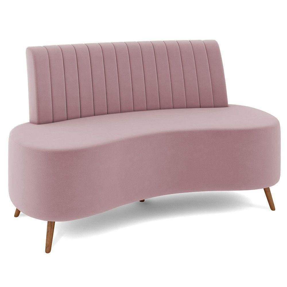 Sofá 2 Lugares Para Sala Living 135cm Pés Palito Tamar K04 Veludo Rosê - Mpozenato
