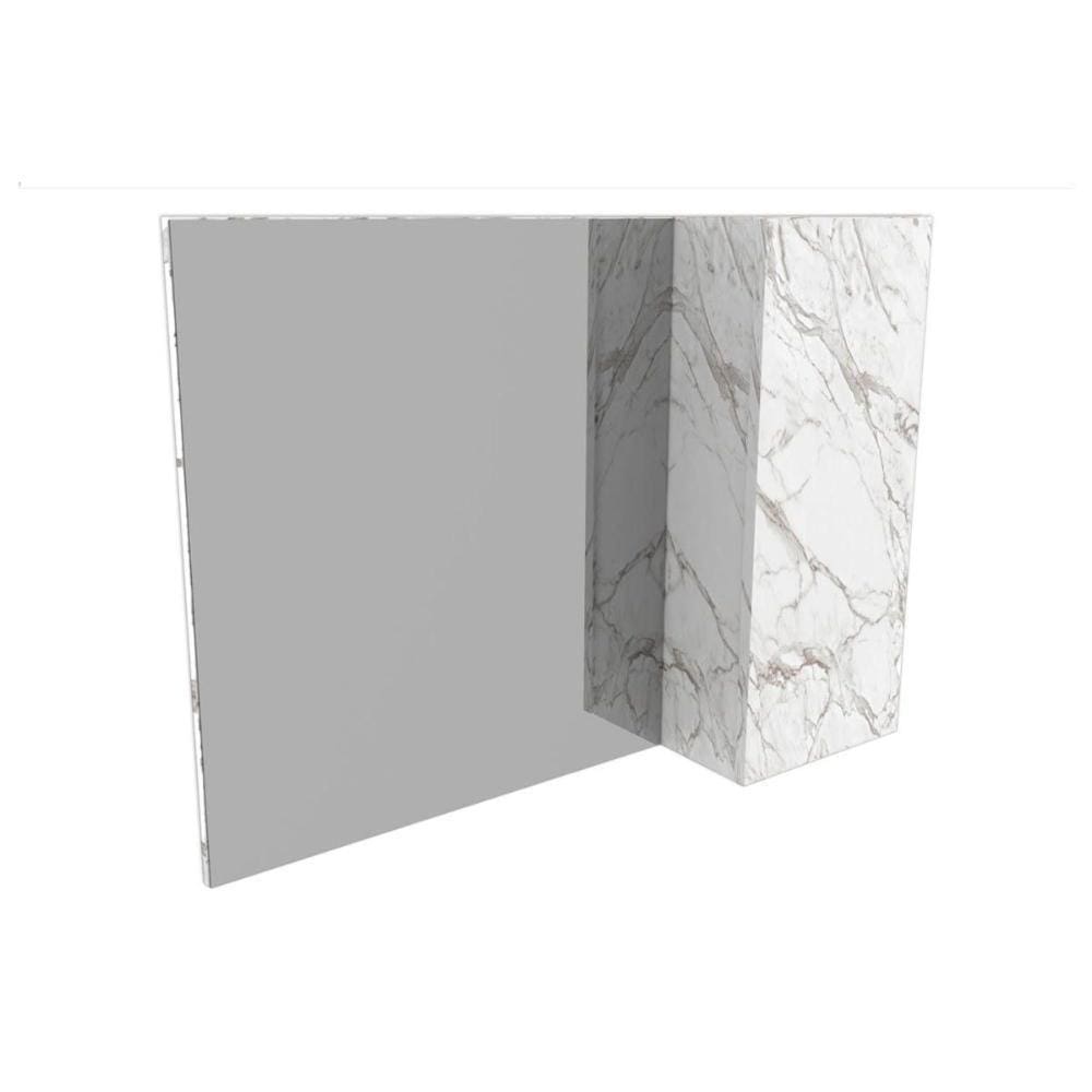 Armário P/ Banheiro Bn3602 1 Porta C/ Espelho Cor Mármore Branco - Tecno Mobili