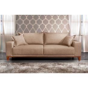 Sofá Fixo Argos 3 Lugares Luxo 200cm Castellar Móbile Bege