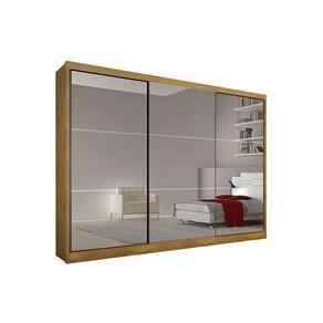 Guarda Roupa 3 Portas De Correr E 6 Gavetas C- Espelho Sollo Plus Cumaru - Novo Horizonte