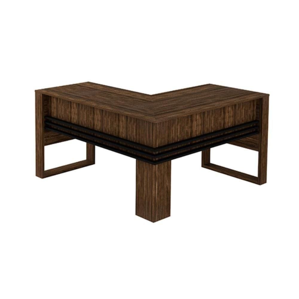 Mesa Canto P/escritório Me4145 Nogal/preto - Tecno Mobili