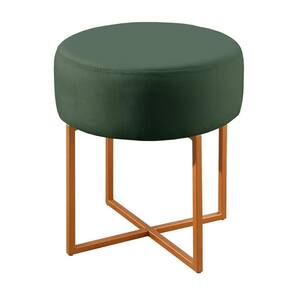 Puff Banqueta Otávio Luxo Base Bronze Castellar Móbile Veludo Verde