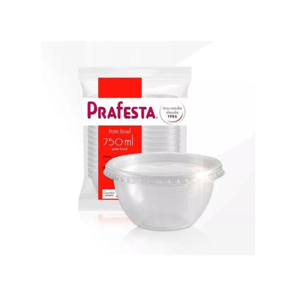 Pote Plástico Descartável Redondo Bowl 750ml - 20 Un