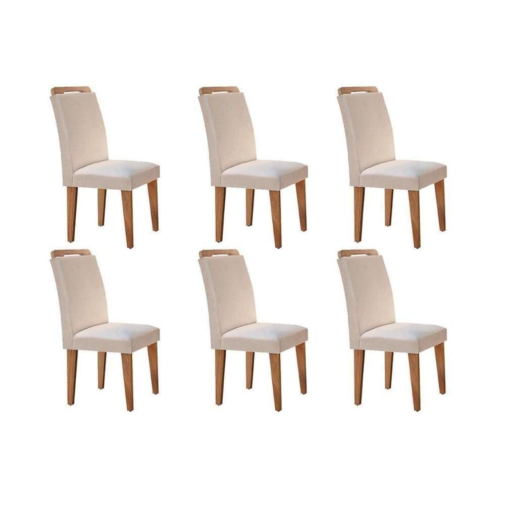 Kit 6 Cadeiras 6 Un Capuccino Veludo Creme