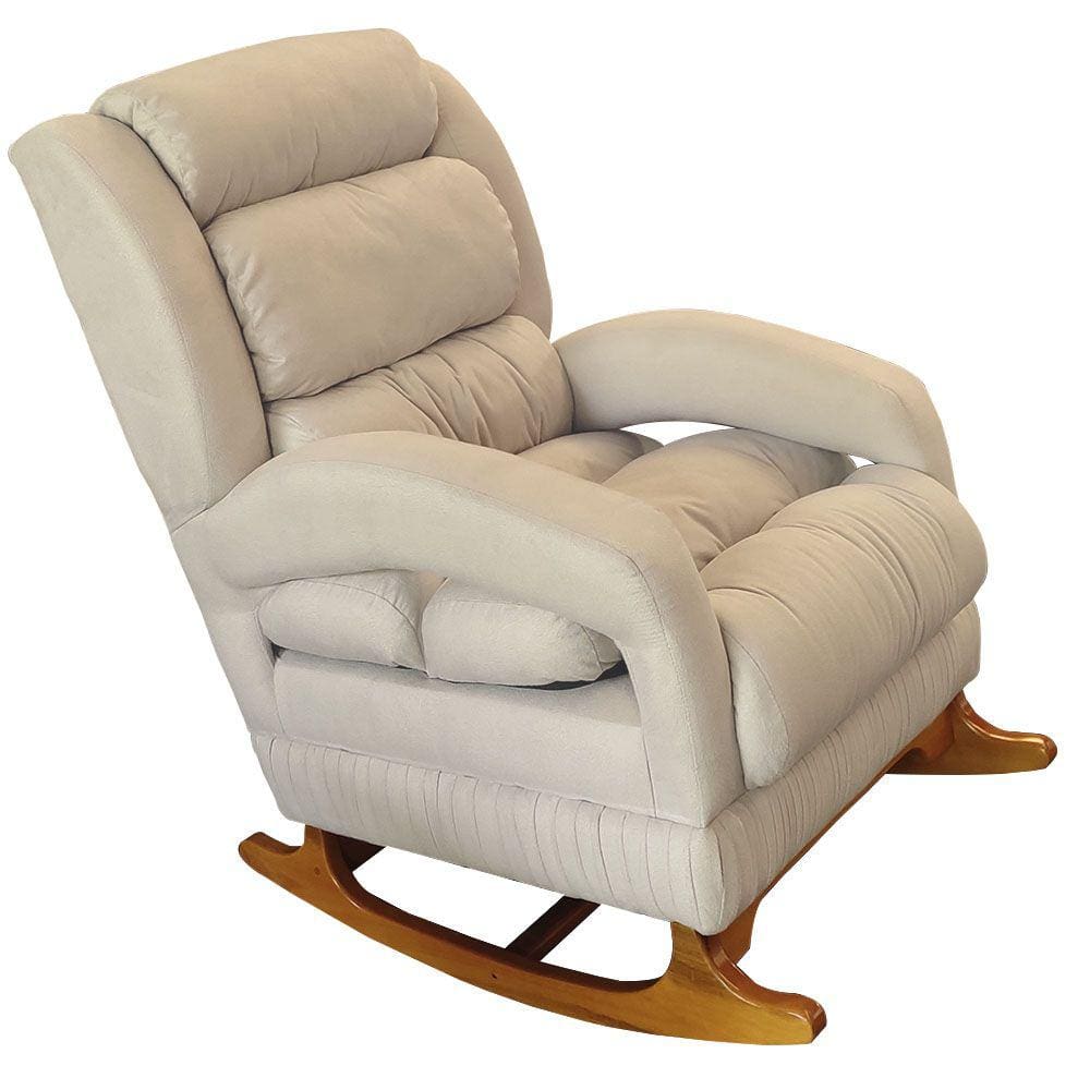 Poltrona de Amamentação com Balanço Luna Suede Base de Madeira C05 - D`Rossi