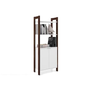 Closet De Quarto Az1009 Armário Alto C/ 2 Prateleiras E 2 Portas Branco/nogal - Tecno Mobili