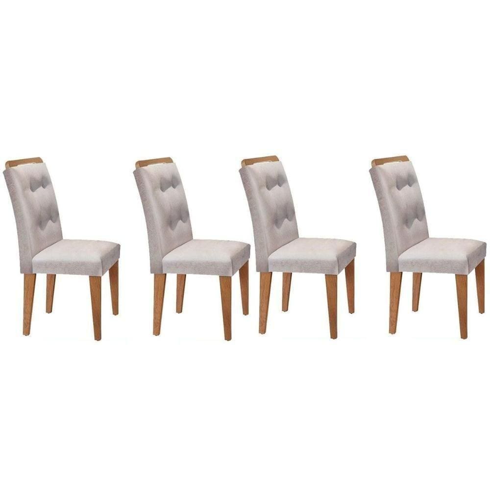 Kit 4 Cadeiras Un Imbuia Creme