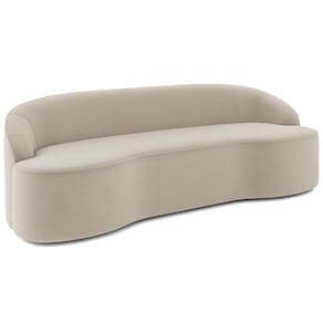 Sofá 3 Lugares Curvo Sala De Estar Living Lótus D02 Veludo Bege 210 Cm C-309