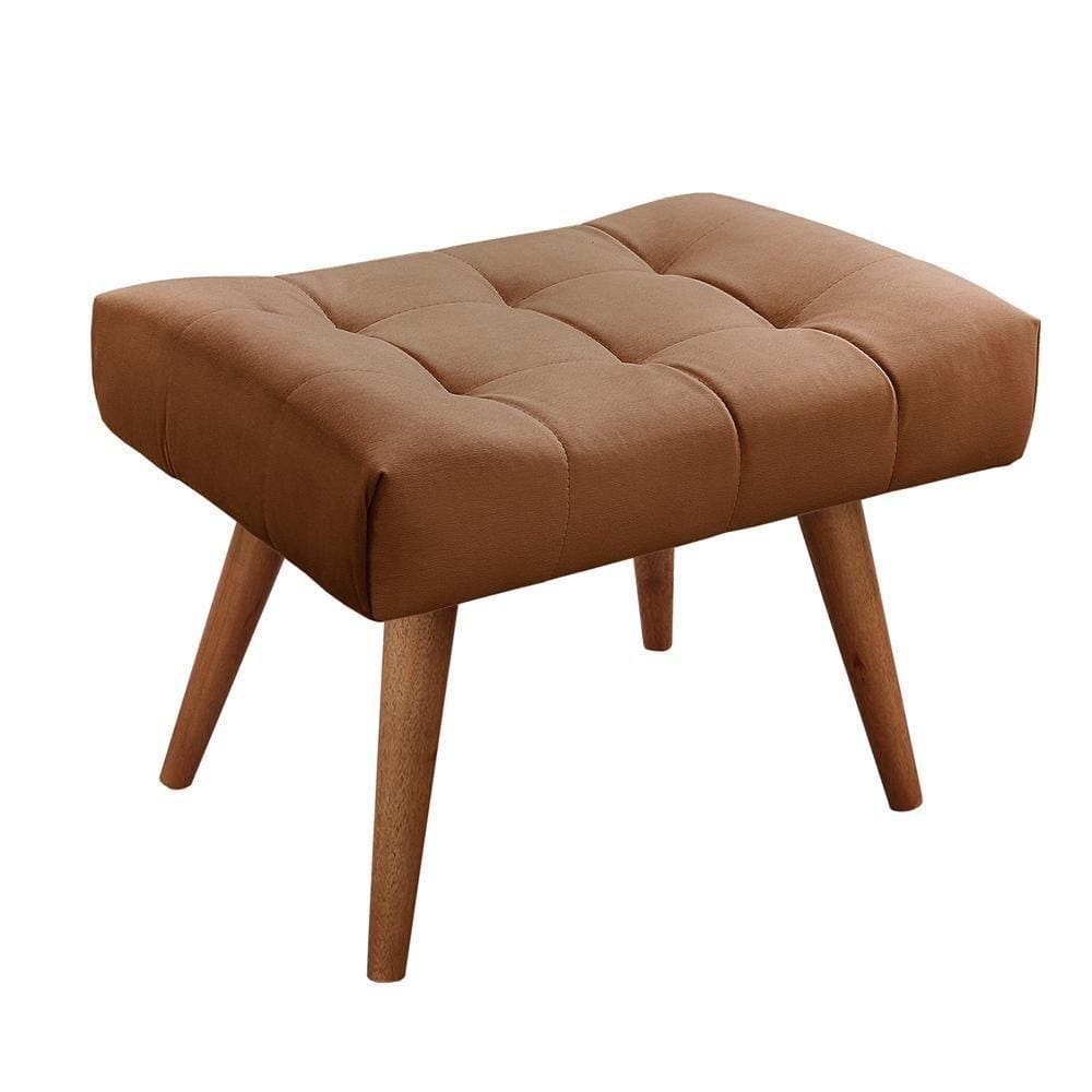 Puff Banqueta Theo Madeira Maciça Castellar Móbile Corino Caramelo