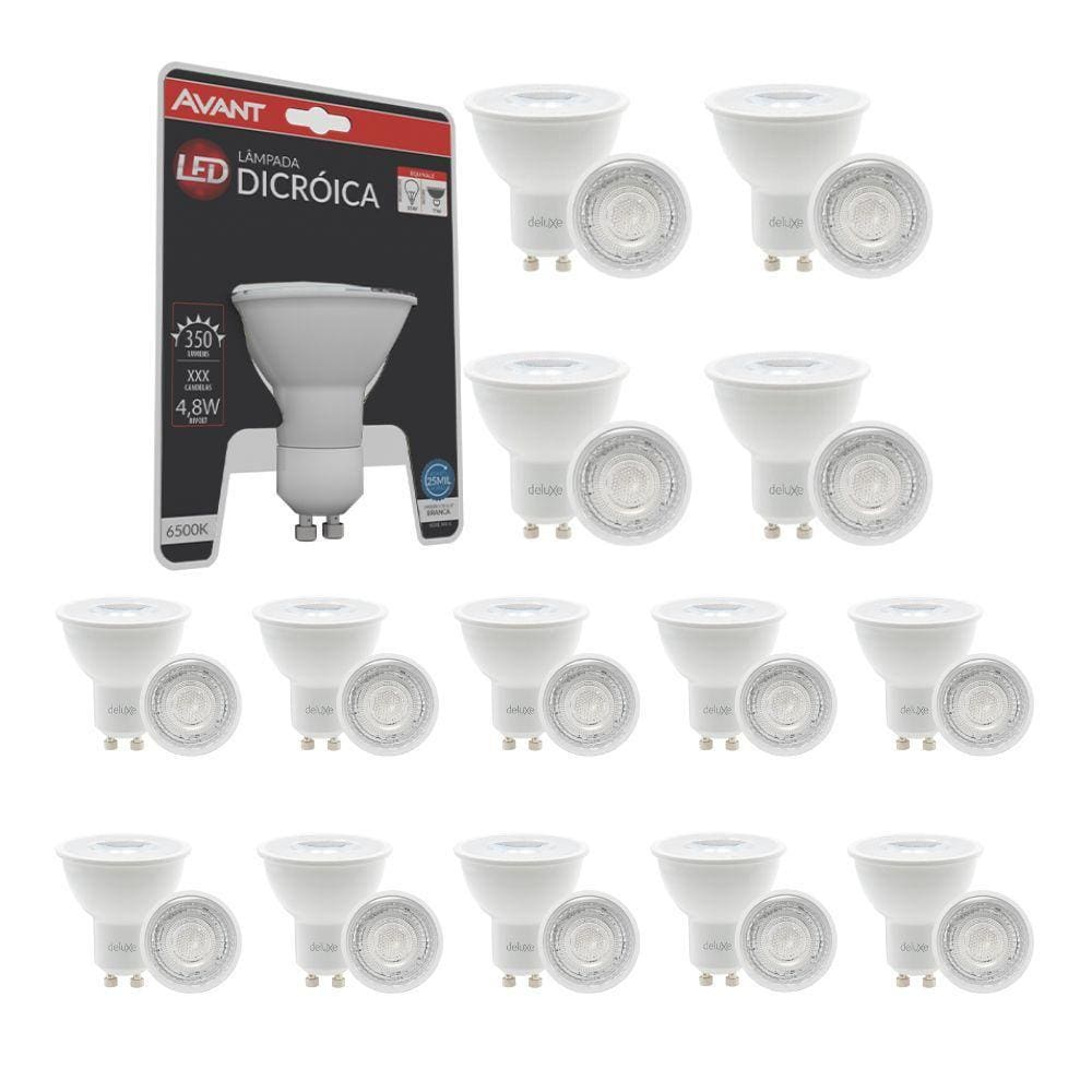 Lâmpada Led Avant Dicroica MR16 4,8W 6500K GU10 Bivolt 15 Un