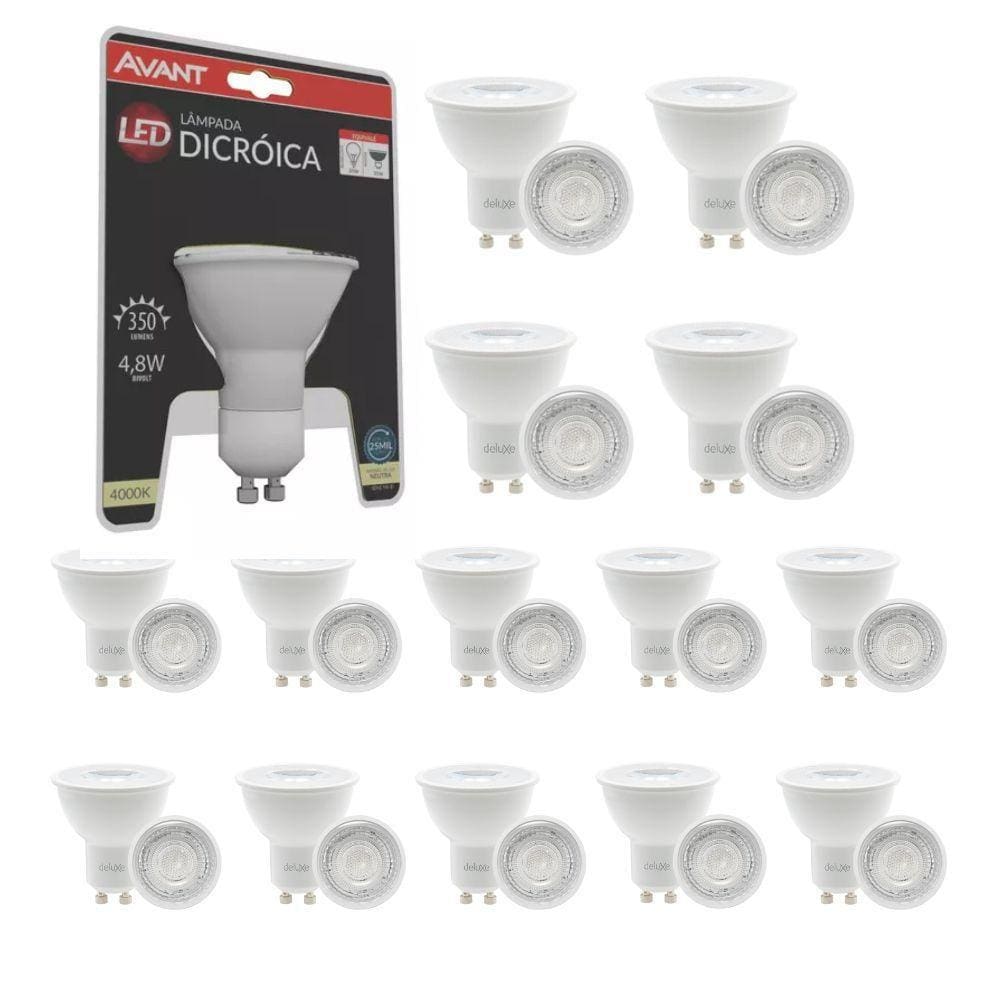 Lâmpada Led Avant Dicroica MR16 4,8W 4000K GU10 Bivolt 15 Un
