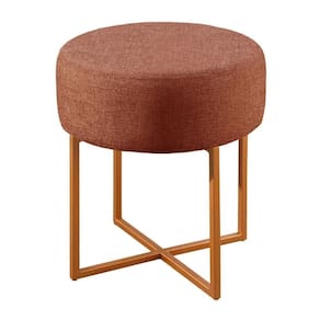 Puff Banqueta Otávio Luxo Base Bronze Castellar Móbile Linho Terracota