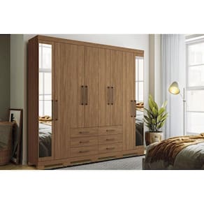 Guarda Roupa 8 Portas E 6 Gavetas C- Espelho E Pés Master 8.6 Jatoba - Santos Andirá