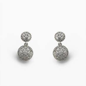Brinco Bola Com Chapinha Cravejadas Com Zirconias Em Prata 925 - Cristal