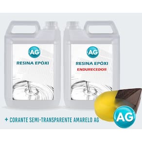 Resinas Epóxi 1Kg + Corante Semi-Transparente Amarelo Ag Bai