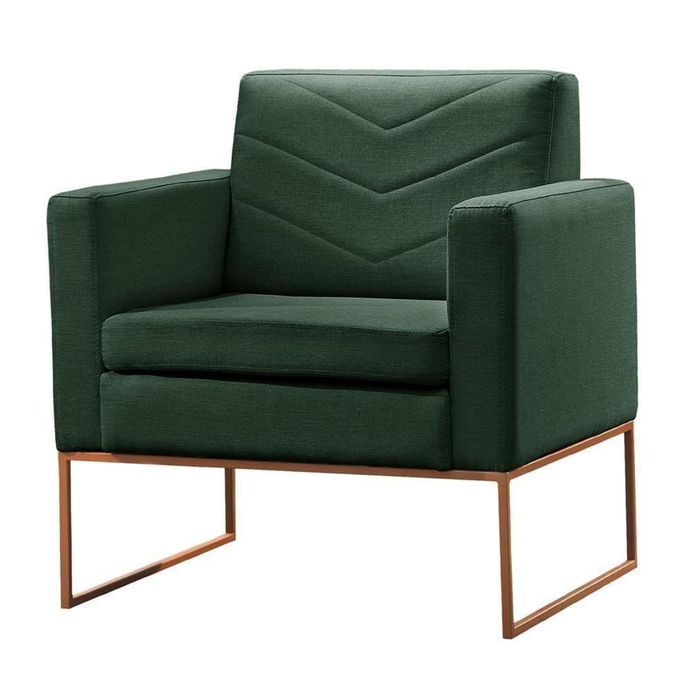 Poltrona Apolo Luxo Base Bronze Castellar Móbile Veludo Verde Veludo Verde