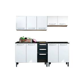 Cozinha Completa Evidence 4 Peças (2 Armários + 2 Balcões) C4P61 Branco/Preto - Bertolini