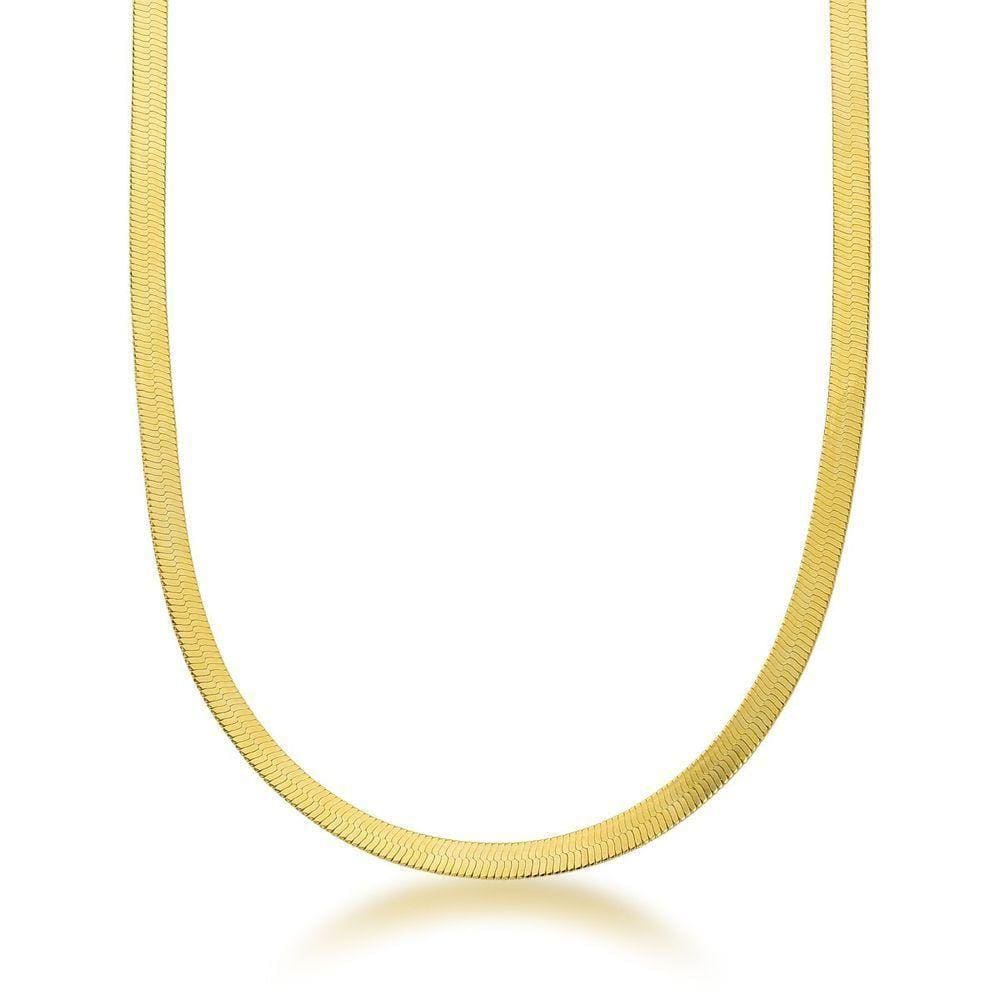 Colar Choker Fita Laminada 4mm Banhada Ouro 18k - 35cm
