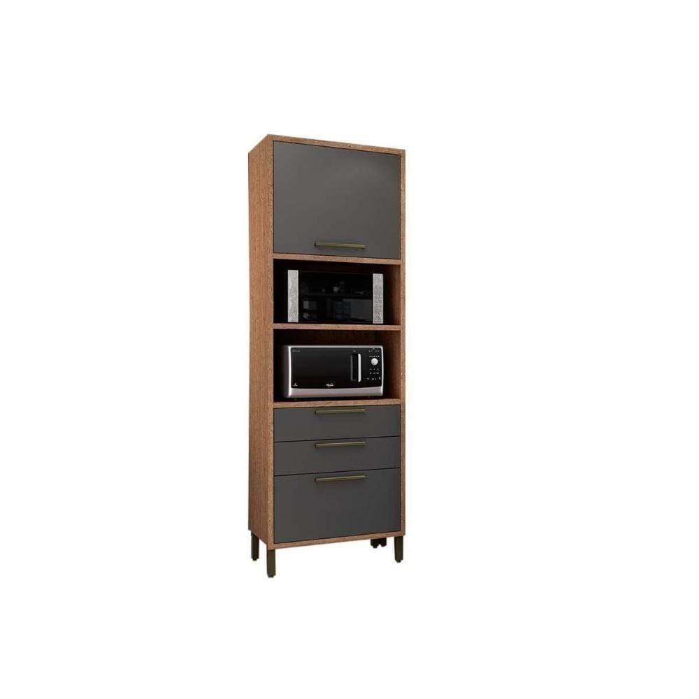 Paneleiro De Cozinha Torre Quente Syrah 2 Porta E 2 Gavetas 61,5cm Castanho/chumbo - Ronipa