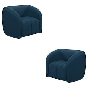 Kit 2 Poltronas Decorativas Sala De Estar Adam Veludo Azul Marinho G45 - Gran Belo