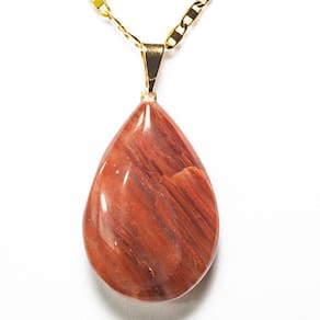 Colar Gota Aragonita Vermelho Pedra Natural Montagem Dourado