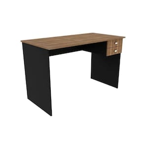 Mesa Canto P/escritório Me4165 C/ 2 Gavetas Nogal/preto - Tecno Mobili