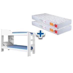 Colchão Pérola Polar (2un) + Beliche Indy Branco