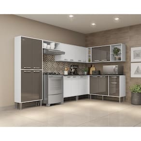Cozinha Completa Xangai Soul Fg3284 Com Armário E Balcão Branca/lacca Fumê