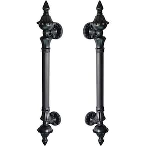 Puxador Duplo Classic 530mm Preto Fosco Porta Pivotante