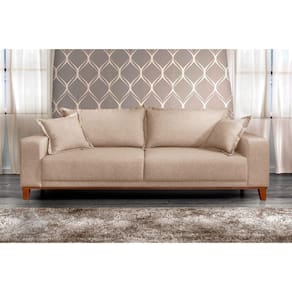 Sofá Fixo Argos 2 Lugares Luxo 160cm Castellar Móbile Bege Claro