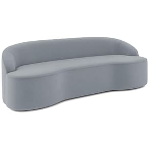 Sofá 3 Lugares Curvo Sala De Estar Living Lótus D02 Veludo Cinza 180 Cm C-317