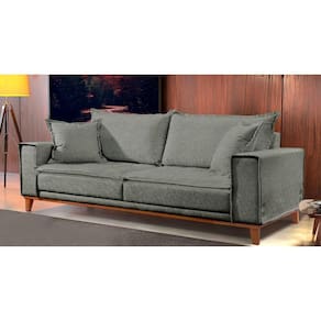Sofá Fixo Aquiles 3 Lugares Luxo 200cm Castellar Móbile Cinza