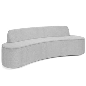 Sofá 4 Lugares Curvo Sala De Estar Living Cancún D02 Bouclê Cinza 230 Cm B-56